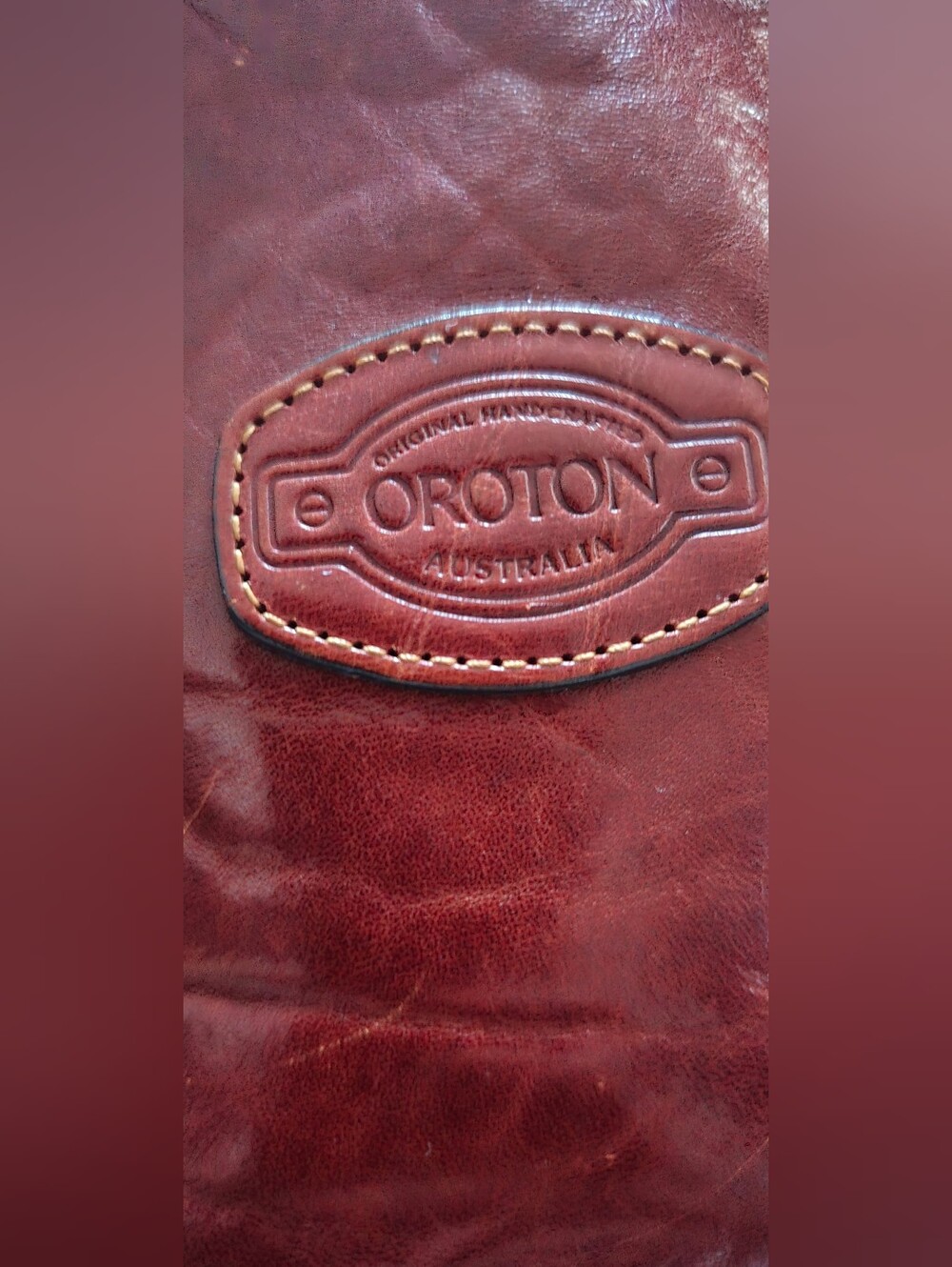 Vintage Oroton Australia Burgundy/Brown Leather Dome Satchel Handbag - Picture 8 of 9